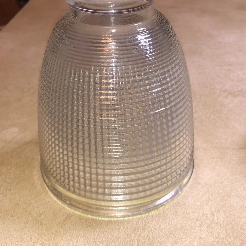 Holophane Clear Glass Waffle Pattern Pendant Shade‎ Diffuser 5.5"